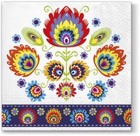 Luxuriousness Lowicz Design Luncheon Napkins 40pcs 13"x13" Polish Folk Pattern