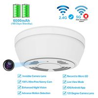 Hidden Camera Smoke Detector WiFi,FUVISION Motion Activated Nanny Camera with 180 Days Battery Power,Remote Internet Access,Night Vision,SD Card Slot,Bottom View Covert Camera Lens for Home Security