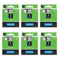 Oulei Compatible Dymo Label Tape D1 45013 45010, Replacement for Dymo LabelManager 160 280 360, 1/2 Inch x 23 Feet Black on White/Clear Tapes, 6 Cartridges