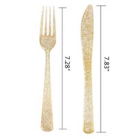 Disposable Plastic Strong Knives Forks Cutlery Set 200 BBQ Party Gld