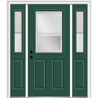 National Door Company ZZ14445R Steel, Hunter Green, Right Hand in-Swing, Prehung Door, 1/2 Lite 2-Panel, with RLB, 36" x 80" with 14" Sidelites