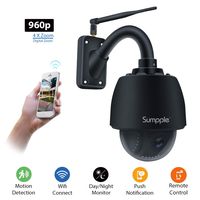 Sumpple PTZ Outdoor 960P Wireless WiFi Network IP Video Dome Camera 4X Optical Zoom Motion Sensor Activated Built-in 32G SD Card Waterproof Night Vision Up to 98ft, View Video on iOS, Android or PC