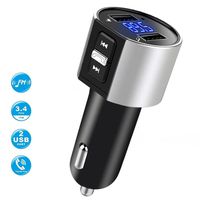 Car Charger, Bluetooth BT FM Transmitter Bluetooth Receiver with Microphone, Hands -Free Calling, 3.4A Dual USB Ports for iPhone,Samsung and Android,Supports Call Number Announcement,Last Call Redial