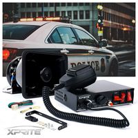 Xprite 200 Watt 8 Tones Emergency Warning Siren Speaker PA System Kit w/Handheld Microphone & Light Control Switches for Police Cars