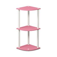 Furinno Turn-N-Tube 3-Tier Reversible Corner Display Rack Multipurpose Shelving Unit, Pink/White