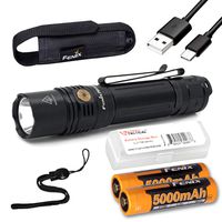 Fenix PD36R 1600 Lumen Type-C USB Rechargeable EDC Tactical Flashlight with 2X Fenix Batteries and LumenTac Battery Organizer