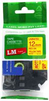 LM Tapes - Compatible with Brother PT-D210 Label Printer 12mm Red on Yellow Compatible TZe P-Touch Tape (1/2" 0.47 Laminated) for ptouch Model PTD210 Label Maker