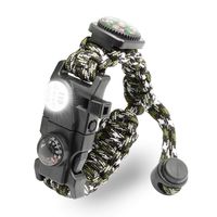 LeMotech 21 in 1 Adjustable Paracord Survival Bracelet, Tactical Emergency Gear Kit Includes SOS LED Flashlight, Bigger Compass, Thermometer, Rescue Whistle and Fire Starter