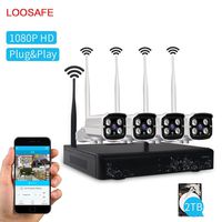 LOOSAFE Smart Wireless Security Cameras 4CH 1080P Indoor/Outdoor WiFi IP Camera with Night Vision Easy Remote Access with 2TB Hard Disk