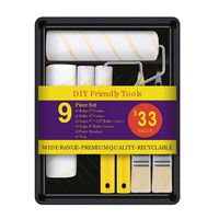 Paint Roller Kit, Paint Roller Covers, Paint Roller Frame, Roller Paint Brush, Paint Roller Tray Set 9 inch 4 inch, 9 Pieces