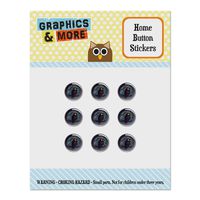 Horned Owl Night Eyes Set of 9 Puffy Bubble Home Button Stickers Fit Apple iPod Touch, iPad Air Mini, iPhone 5/5c/5s 6/6s 7/7s Plus