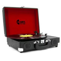 Retro Style Record Player with Built-in Speakers, Classic Wooden Suitcase Turntable for 33,45,78 RPM Vinyl Records, Black