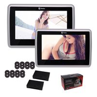 Dual 10.1 inch Touch Screen Car Headrest with 1024x600 High 1080P Video Display Car Pillow Monitor Region Free DVD Player with Built-in FM Transmitter IR Transmitter USB/SD/RCA/AV