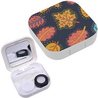 Portable Contact Lens Case Box Travel Kit Mirror + Bottle + Tweezers Container Holder [ Cartoon Autumn ]