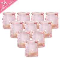 Kate Aspen Tea Light Holder, Vintage Glass Tealight Candle Holders, Perfect Wedding Favor, Bachelorette Favor or Bridal Shower Favor - (6 Sets of 4, 24 Pieces)
