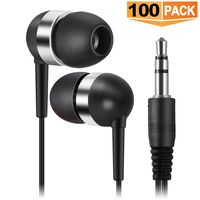 Bulk Earbuds Headphones Wholesale,SoundPretty 100 Pack Earphones Disposable Ear Buds Bulk Individually Wrapped for Kids School Classroom Students