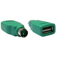 ACL USB to PS/2 Keyboard/Mouse Adapter USB Type A Female to PS/2 (MiniDin6) Male, Green, 2 Pack