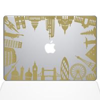 The Decal Guru Around The World Monuments Decal Vinyl Sticker, 13" MacBook Air, Gold (1385-MAC-13A-G)