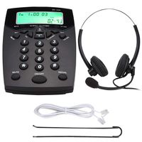 Call Center Dialpad Telephone,Corded Telephone with Noise Cancelling Headset,16 Bits Large LCD Display with Adjustable Brightness,FSK/DTMF/VIP Mute Function,RJ-11 2.5mm Headphone Jack(BN200+A16)