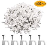 WFPLUS 400 Pieces Nail in Cable Clips Wire Ethernet Cable Nails Cable RG6 RG59 CAT5 CAT6 RJ45 TV, 7mm, White