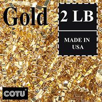 COTU (R) 2 LB Gold Metallic Crinkle Shred Gift Basket Shred Crinkle Paper Filler Bedding (32 oz) in a Box