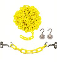 Reliabe1st Yellow Plastic Safety Barrier Chain (13 Feet) with 2 Magnetic Hooks | Loading Dock Kit | Caution Security Chain Safety Chain for Crowd Control, Construction Site | Safety Barrier