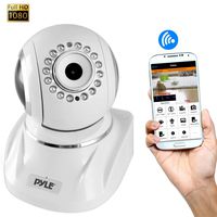 Pyle Indoor Wireless IP Camera - HD 1080p Network Security Surveillance Home Monitor System - Motion Detection, Night Vision, PTZ, 2 Way Audio, iPhone Android Mobile App - PC WiFi Access - PIPCAMHD82 (White)