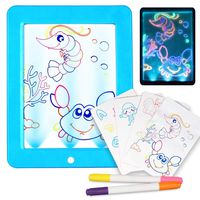 Volwco LCD Writing Tablet, Light up Drawing Board Digital Ewriter Electronic Graphics Tablet Handwriting Doodle Drawing Board, Portable Draw with Light Toys for Kids with 4 Stencils, 2 Drawing Pens