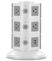 Aduro Surge Protector Power Tower Family Multi Charging Station - 11 Outlets and 2 USB Ports, Smart Charge Technology for iPhone, iPad, Galaxy Nexus (White)