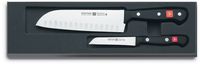 WÜSTHOF Gourmet Two Piece Asian Cook's Knife Set | 2-Piece German Knife Set with 7.5" Santoku Knife & 3" Straight Parer | Laser Cut High Carbon Stainless Steel Kitchen Knife Set Model 92-0-1-1