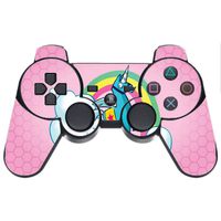 Rainbow Unicorn Pink Background Design Vinyl Decal Sticker Skin by egeek amz for PS3 Dual Shock wireless controller