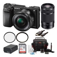 Sony Alpha A6000 Mirrorless Digital Camera w/ 16-50mm + 55-210mm Lens + 32GB Bundle
