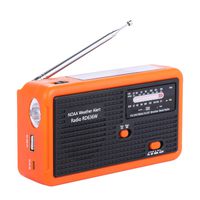 Emergency Radio with Solar and Hand Crank Self Powered, Portable FM/AM NOAA Weather Radio with Alert Battery USB Recharging LED Flashlight Cell Phone Charger (Black)