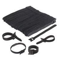 100 PCS Reusable Cable Ties，Microfiber Cloth 8-Inch Hook and Loop Cord Ties, Black
