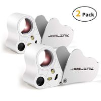 JARLINK 2 Pack 30X 60X Illuminated Jewelers Eye Loupe Magnifier, Foldable Jewelry Magnifiers with Bright LED Light for Gems, Jewelry, Coins, Stamps, etc (White)