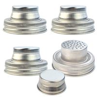 obmwang 4 Pack of Stainless Steel Mason Jar Shaker Lids Caps for Cocktail,Dredge Flour,Mix Spices,Sugar, Salt, Peppers and More or Shake Drinks Cocktail-Fits Any Regular Mouth Mason Jar Canning Jar