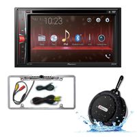 Pioneer Double DIN 2DIN AVH-210EX 6.2" Touchscreen Car Stereo MP3 CD DVD Player Bluetooth USB with DCO FL09CH Full License plate Night vision Waterproof back-up camera + WB12 Bluetooth Speakers