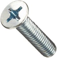 Steel Machine Screw, Zinc Plated Finish, Flat Head, Phillips Drive, 6mm Length, M3.5-0.6 Metric Coarse Threads (Pack of 100)