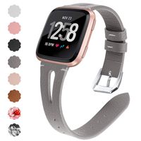 QIBOX Compatible with Fitbit Versa Bands, Soft Women Men Leather Bracelet Wristband Accessories Strap Compatible with Fitbit Versa Lite/Versa SE