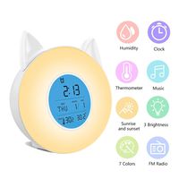 Wake Up Light Alarm Clock - Digital LED alarm Lamp with 7 Changing Colors and FM Radio, 4 Music Sound, Temperature and Humidity Display, Sunrise/Sunset Simulation Lamp for Bedrooms, studies, desks