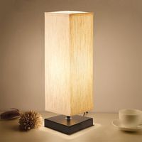 Bedside Table Lamp, Aooshine Minimalist Solid Wood Table Lamp Bedside Desk Lamp with Square Flaxen Fabric Shade for Bedroom, Dresser, Living Room, Kids Room, College Dorm, Coffee Table, Bookcase
