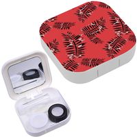 Portable Contact Lens Case Box Travel Kit Mirror + Bottle + Tweezers Container Holder [ Leaves Watercolor ]