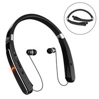 Bluetooth Headphones, 30Hr Playtime V4.1 Bluetooth Headset with Noise Cancelling Earbuds Retractable & Foldable & Neckband Sweatproof Bluetooth Headphones,Easy Carry Running and for Fun (Black)