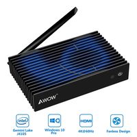 AWOW NV41 Fanless Mini PC, Intel Gemini Lake J4105 4K@60HZ Windows 10 Pro Desktop Computer, 4GB DDR4 64GB /Support 2.5" SATA HDD/M.2 SSD/Dual Band Wi-Fi/Gigabit Ethernet Mini Computer