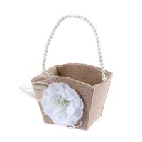 ULTNICE Wedding Flower Girl Basket with White Pearl Ribbon Flower