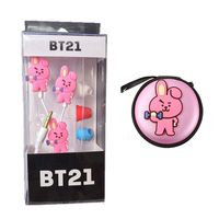 Hosston BTS Headphones and Earphone Case Set, Kpop BTS Bangtan Boys Cute Cartoon Earphone Earbuds Music Headphones with Kawaii Durable Headset Case Best Gift for A.R.M.Y(Cooky)