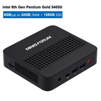 U550 Mini PC Intel 8th Gen Pentium Gold 5405U Windows 10 Pro Micro PC, Upgradeable DDR4 8GB RAM, 128GB SSD, HDMI/Mini DP/USB-C 4K@60Hz Output, BT5.0, Support Auto Power On, PXE Boot, WOL, RTC Wake
