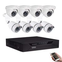 Tonton 8CH Full HD 1080P Security Camera System, 5-in-1 Surveillance Video Recorder with 4PCS Outdoor Indoor Bullet Cameras and 4PCS Dome Cameras, Face Recognition and Night Vision(NO HDD)