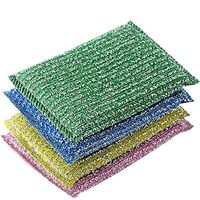 Miao Jie Scouring Pad - Scrubbing Sponges - Double Side Metallic Surface Scrubber for Kitchen and Bathroom Cleaning Dish Sponge for Dishes Pots Pans Utensils, in Assorted Color (1 Pack 4 Counts)