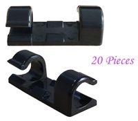 Cable Clips with Strong Self-Adhesive Pads- Organize Cords and Wires Holder Cord Management for Car, Beautiful Home or Office,Pack of 20-Black